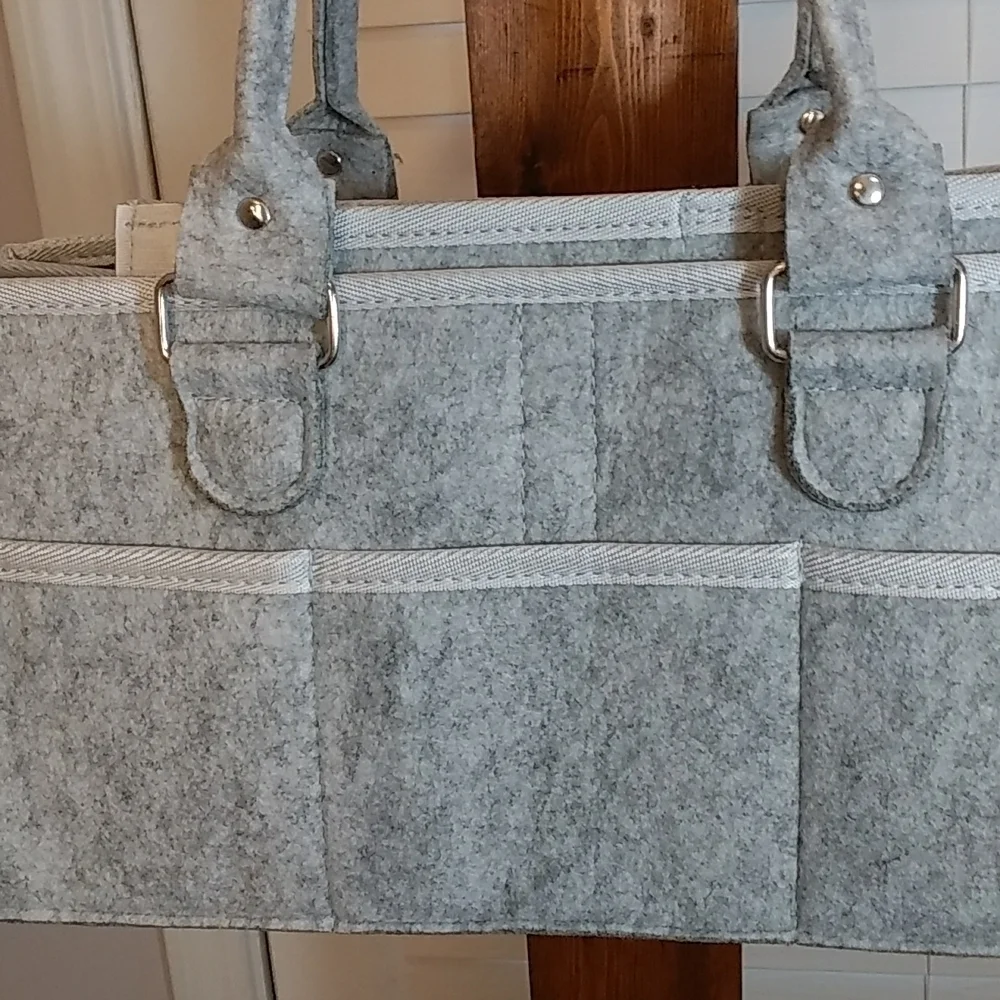 Lee Baby Co.  Gray Diaper Caddy Storage Organizer Nursery Essential Tote Bag New
